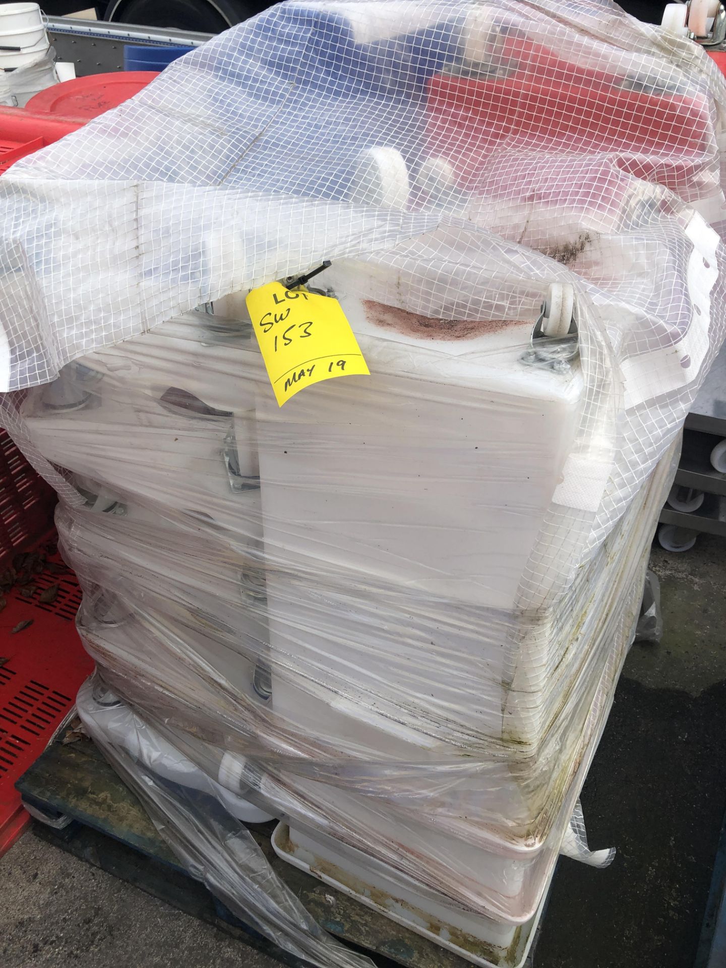 Pallet of New Square Ingredient Tubs & Round Plast