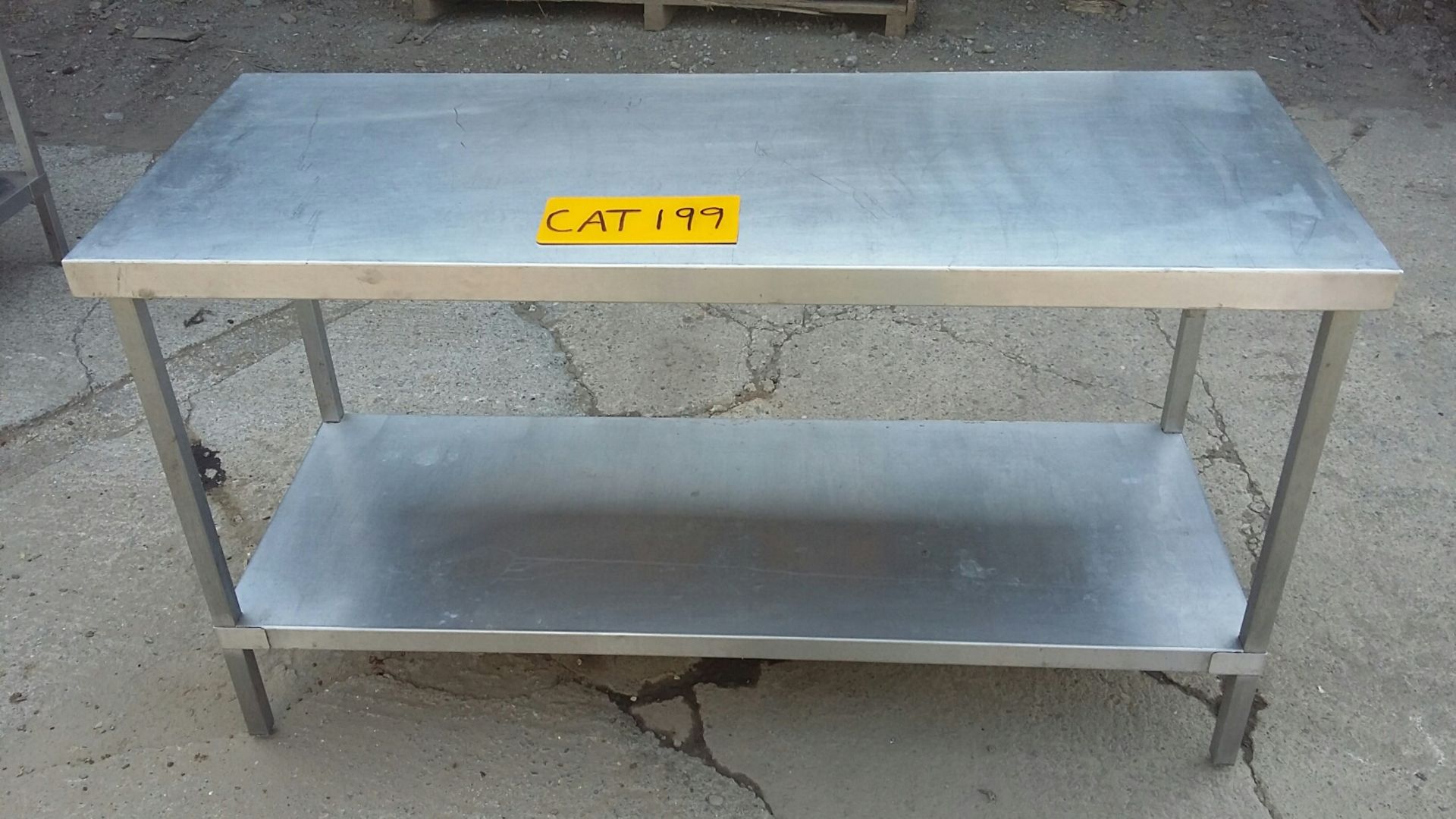 Stainless Steel Table, with one shelf, 250mm high