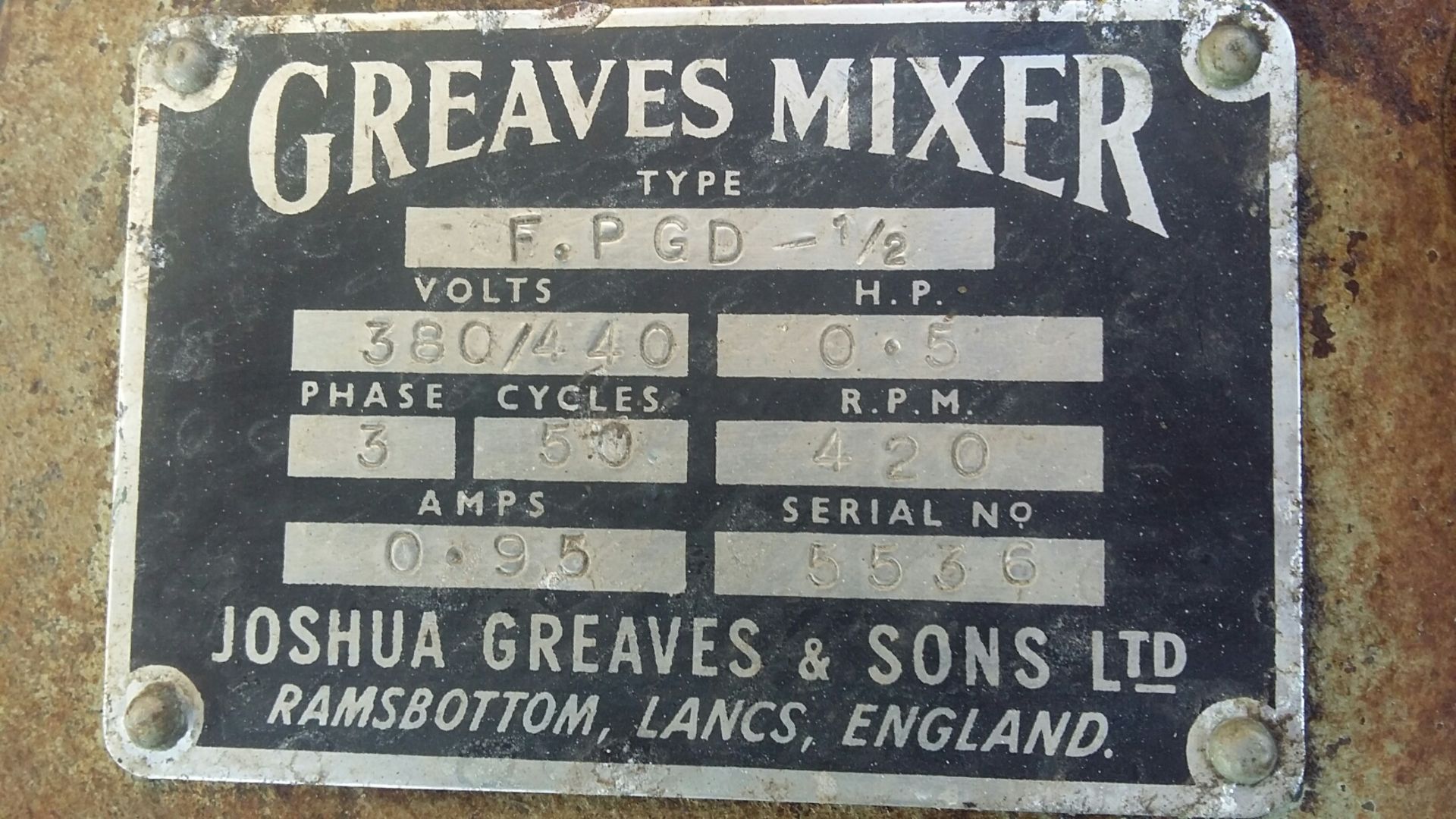 Greaves FPGD-1/2 Clamp on Geared Mixer, with 0.55k - Bild 2 aus 3