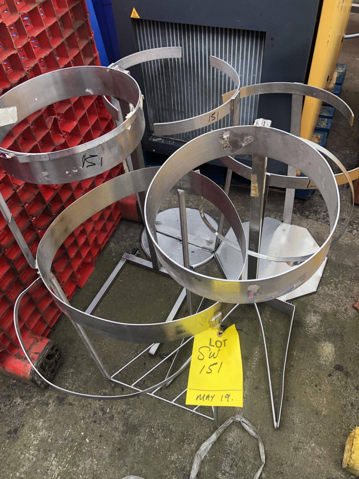 Five Large Stainless Steel Waste Bag Holders