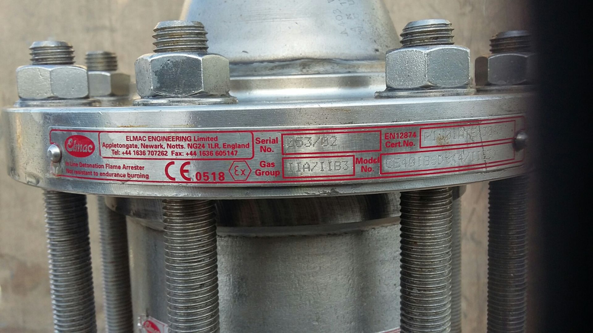 Elmac CE401BSDE Stainless Steel Flame Arrestor (un - Image 2 of 3