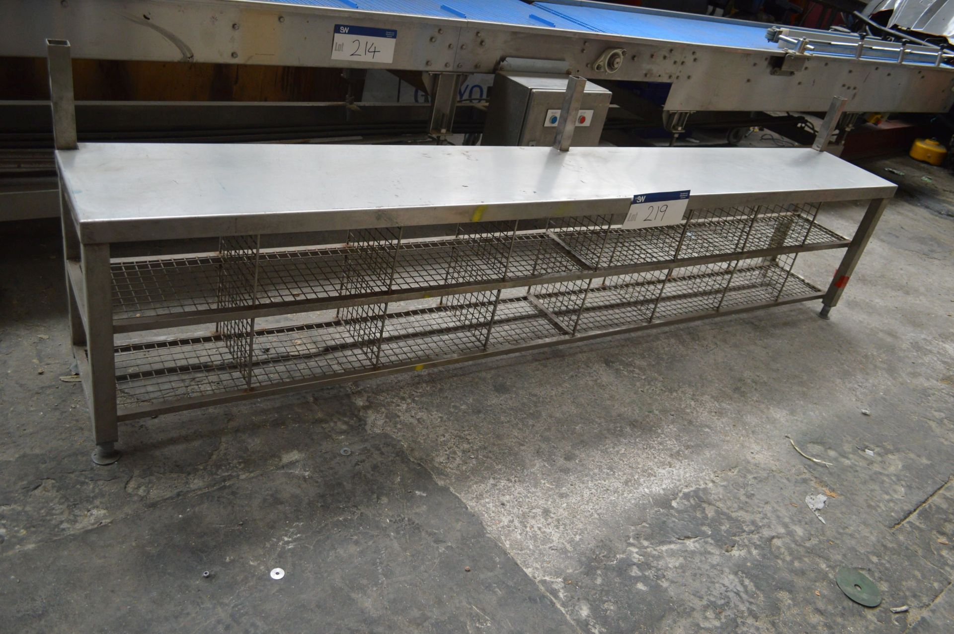 Compartmented Stainless Steel Rack, 2.5m x 350mm x
