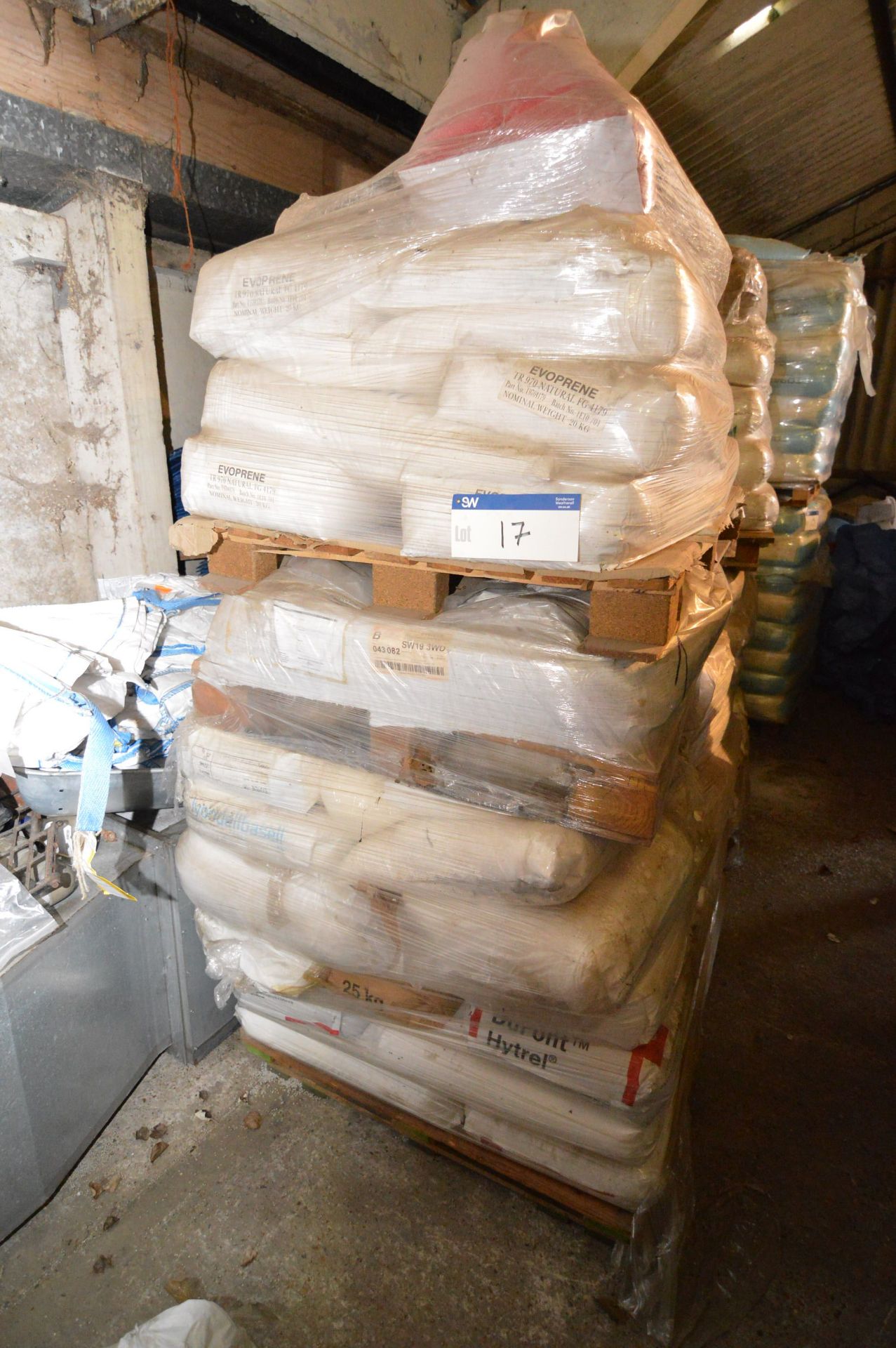 Approx. 1200kg Virgin Plastic Granules, three pallets in one stack (understood to comprise mainly