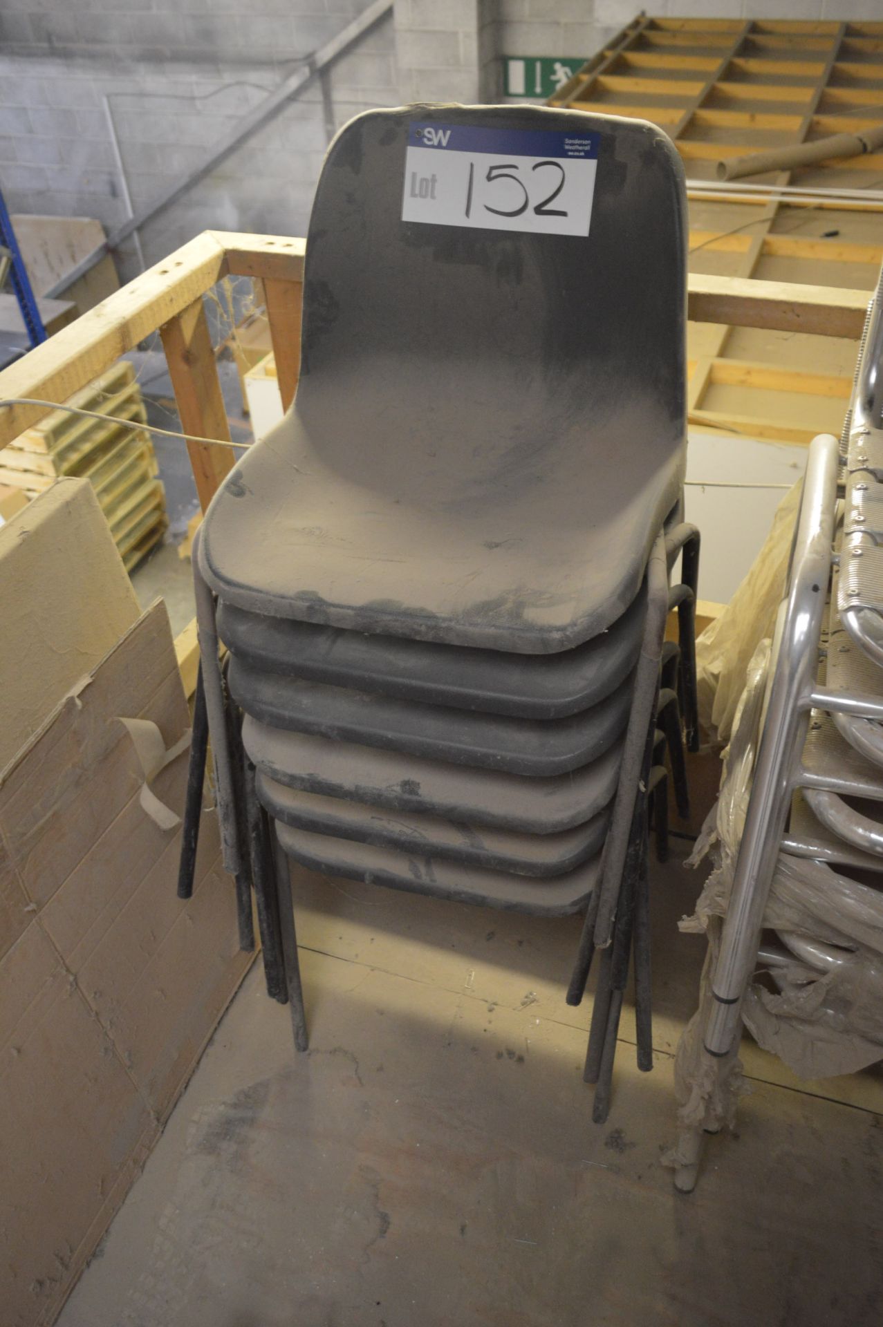 Six Plastic Moulded Stacking Chairs (please note-l