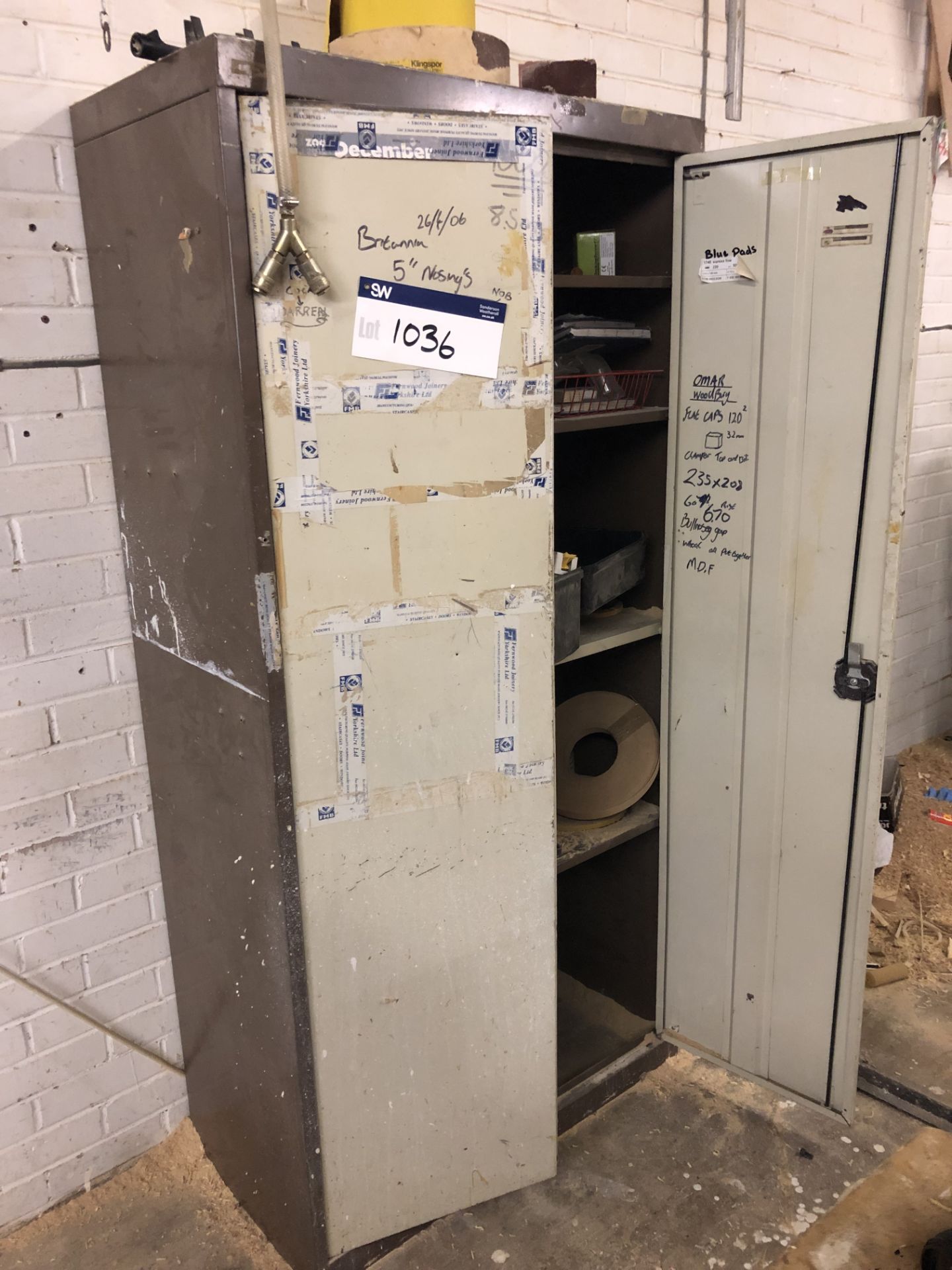 Double Door Steel Cabinet, with contents (please n