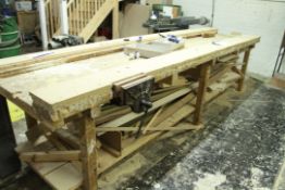 Timber Bench, with bench vice, bench approx. 2.6m