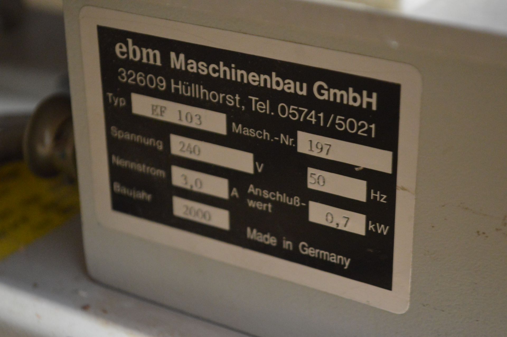 EBM Type EF103 Bench Top Corner Edge Cleaner, mach - Image 3 of 3