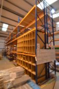 Double-Sided Four-Bay Pallet Rack, approx. 13.5m l