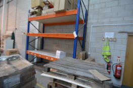 Single-Bay Three-Tier Pallet Rack, with timber she