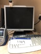 Personal Computer, Monitor, Keyboard & Dymo Label