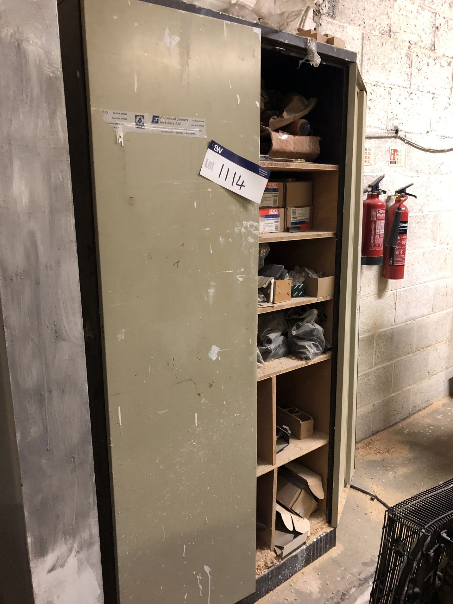 Double Door Steel Cabinet, with contents (please n