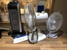 Heater & Desk Fans, as set out on desk (please not