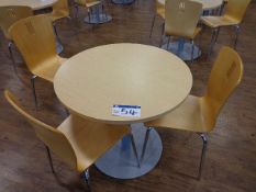Four Circular Wood Top Canteen Tables and 14 chair