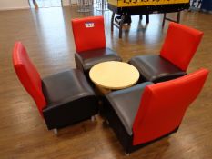 Four Leather Effect Chairs and Circular Meeting Ta