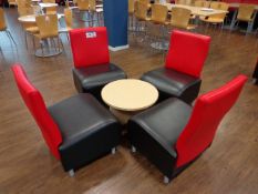 Four Leather Effect Chairs and Circular Meeting Ta