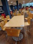 One Wood Top Canteen Table, with seven high chairs