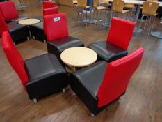 Four Leather Effect Chairs and Circular Meeting Ta