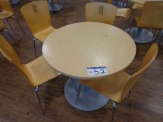 Four Circular Wood Top Canteen Tables and 12 chair