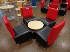 Four Leather Effect Chairs and Circular Meeting Ta