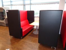 Two Leather Effect Booth Settees, with table (PLEA