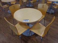 Four Circular Wood Top Canteen Tables and 16 chair
