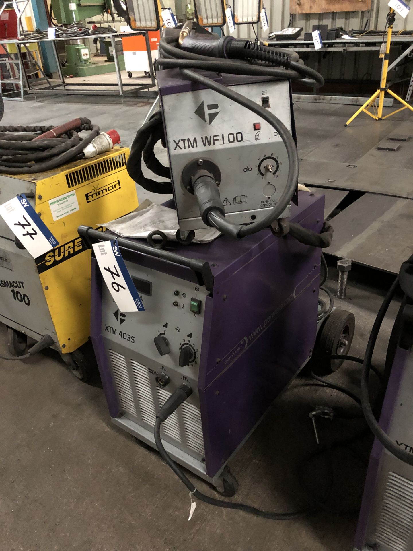 Parweld XTM 403S Mig Welder, Serial Number: 12031322194 c/w XTM WF100 Wire Feed