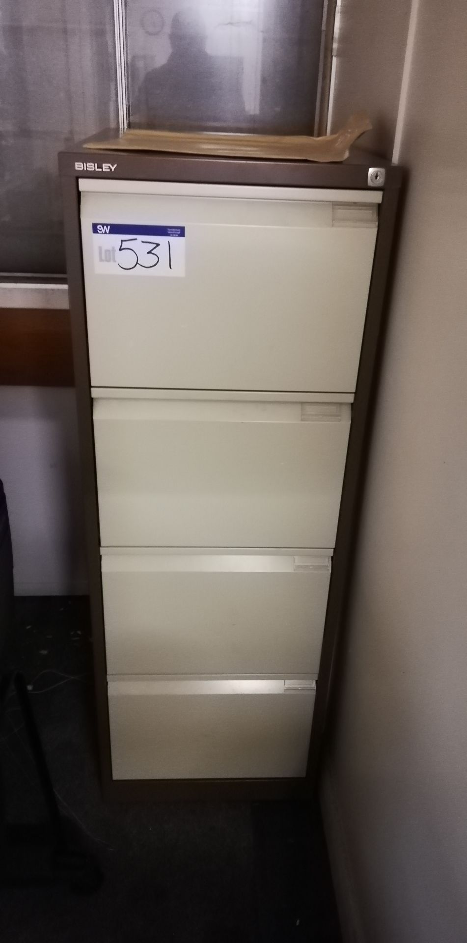 Brown and Cream Four Drawer Filing Cabinet and Brown and Cream Two Drawer Filing Cabinet