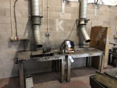 3 Welders Steel Workbenches c/w 3 Fume Extraction Fans (Disconnect at Flue)