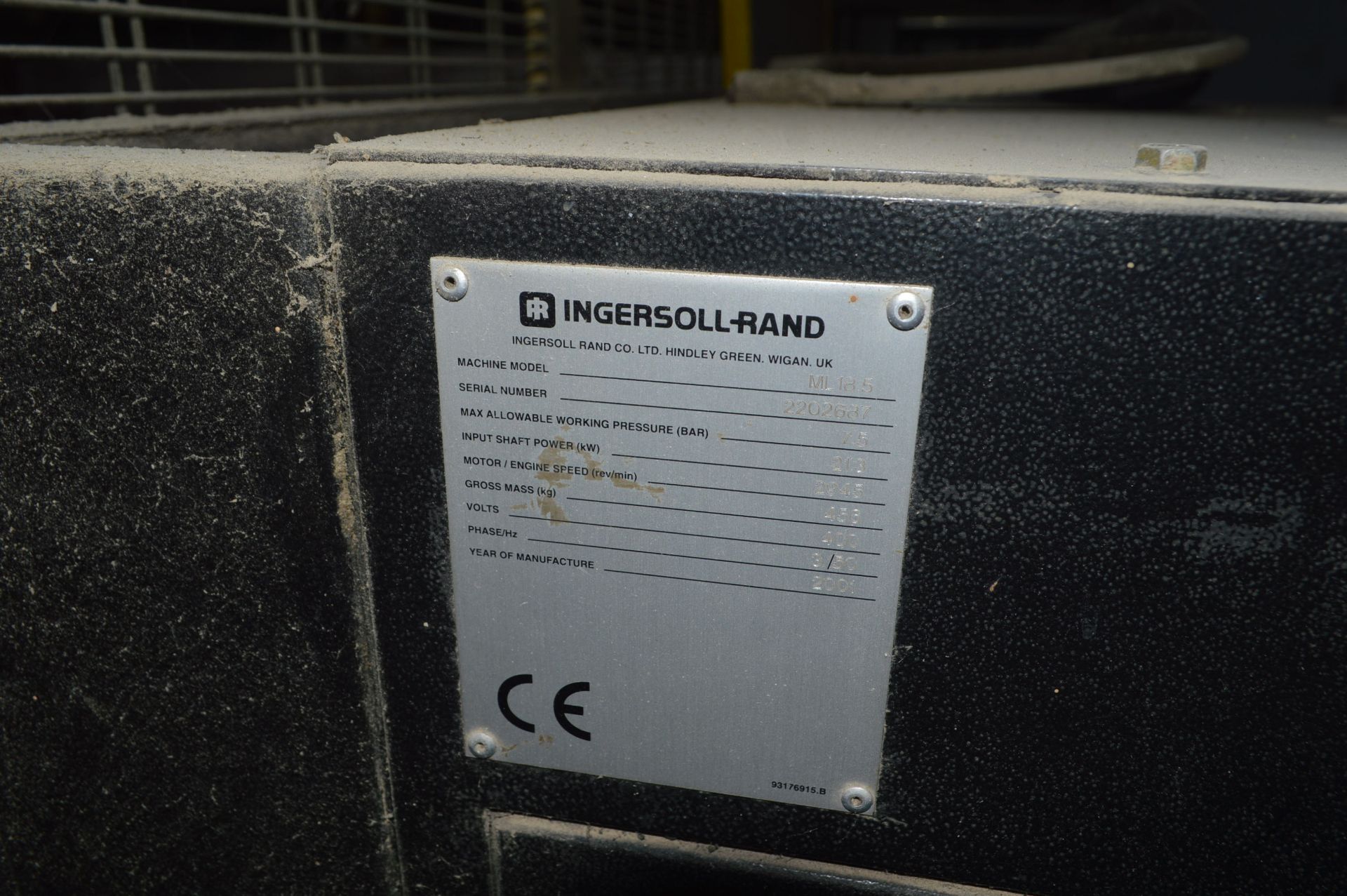 Ingersoll Rand ML18.5 Package Air Compressor, serial no. 2202687, year of manufacture 2001 (not - Image 3 of 3