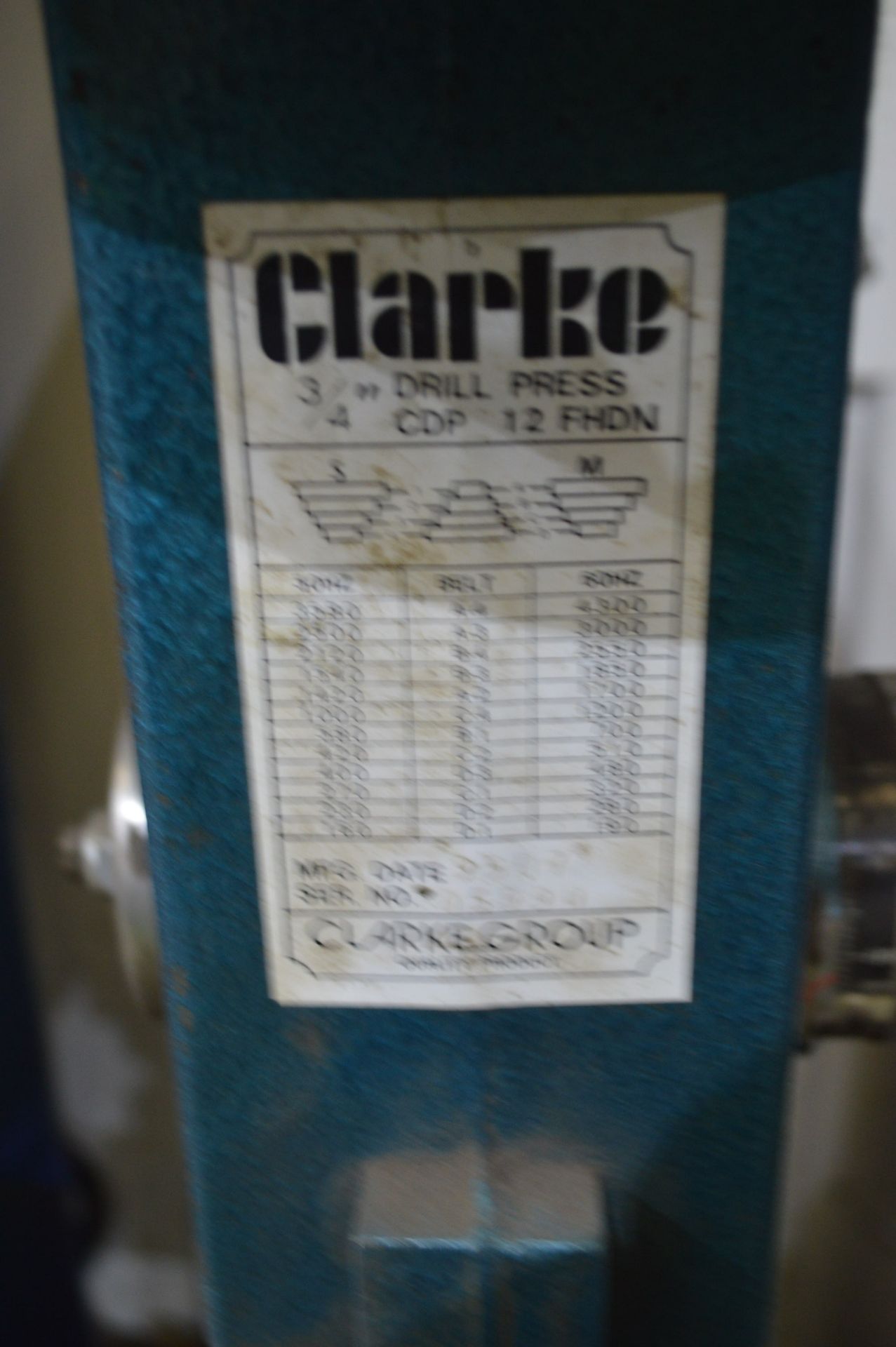 Clarke ¾ in. Pillar Drill, serial no. 05990, 240V - Image 3 of 3