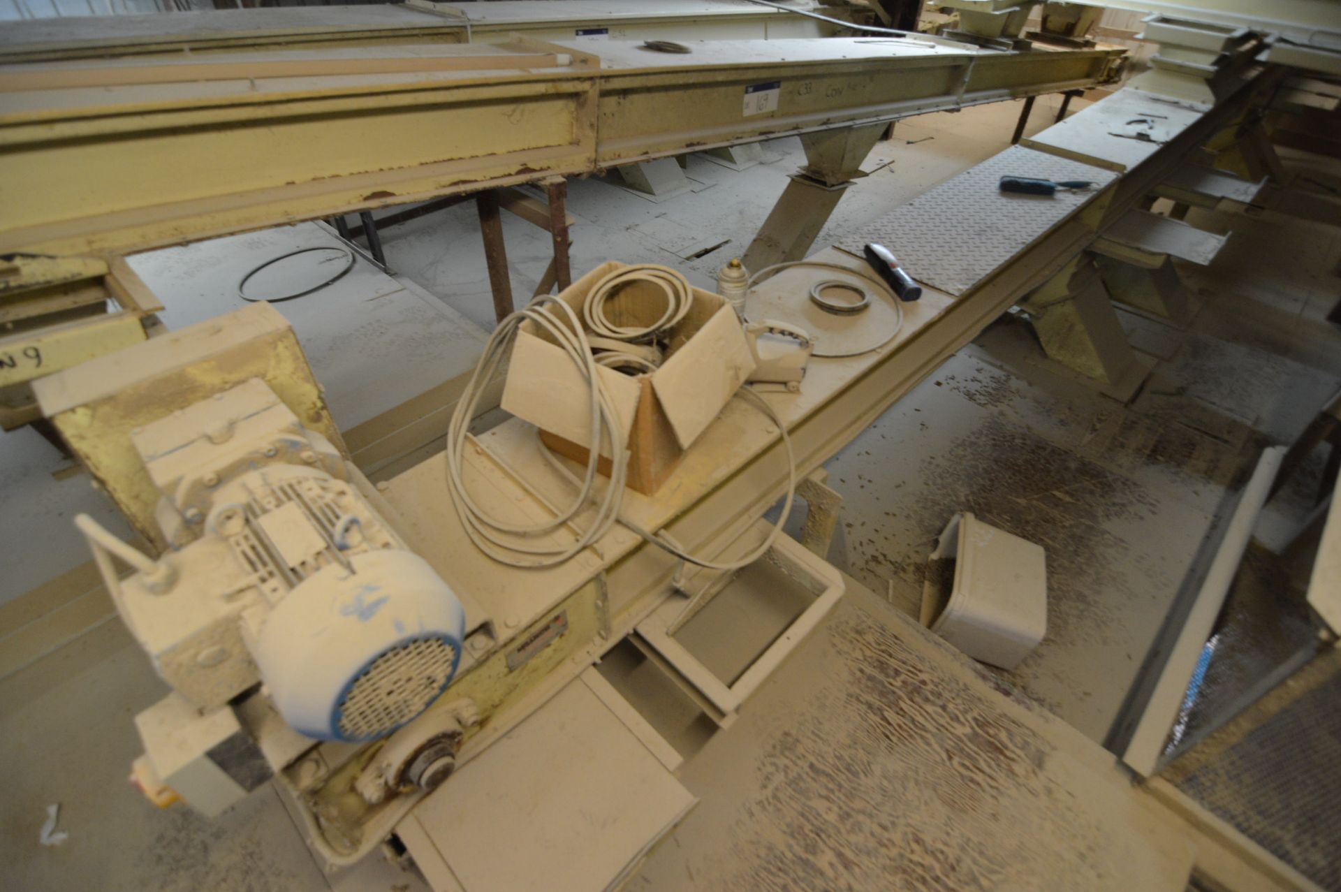 Milltech CF22 Chain & Scraper Conveyor, serial no. C2298, approx. 7m centres long, with geared