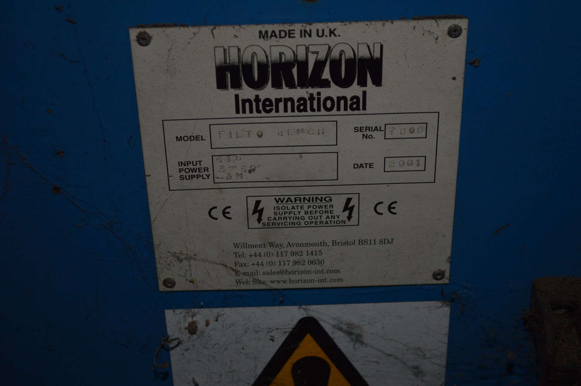 Horizon FILTO BENCH ADDITIVE TIPPING UNIT, with dust extraction, serial no. 7609, year of - Image 5 of 5
