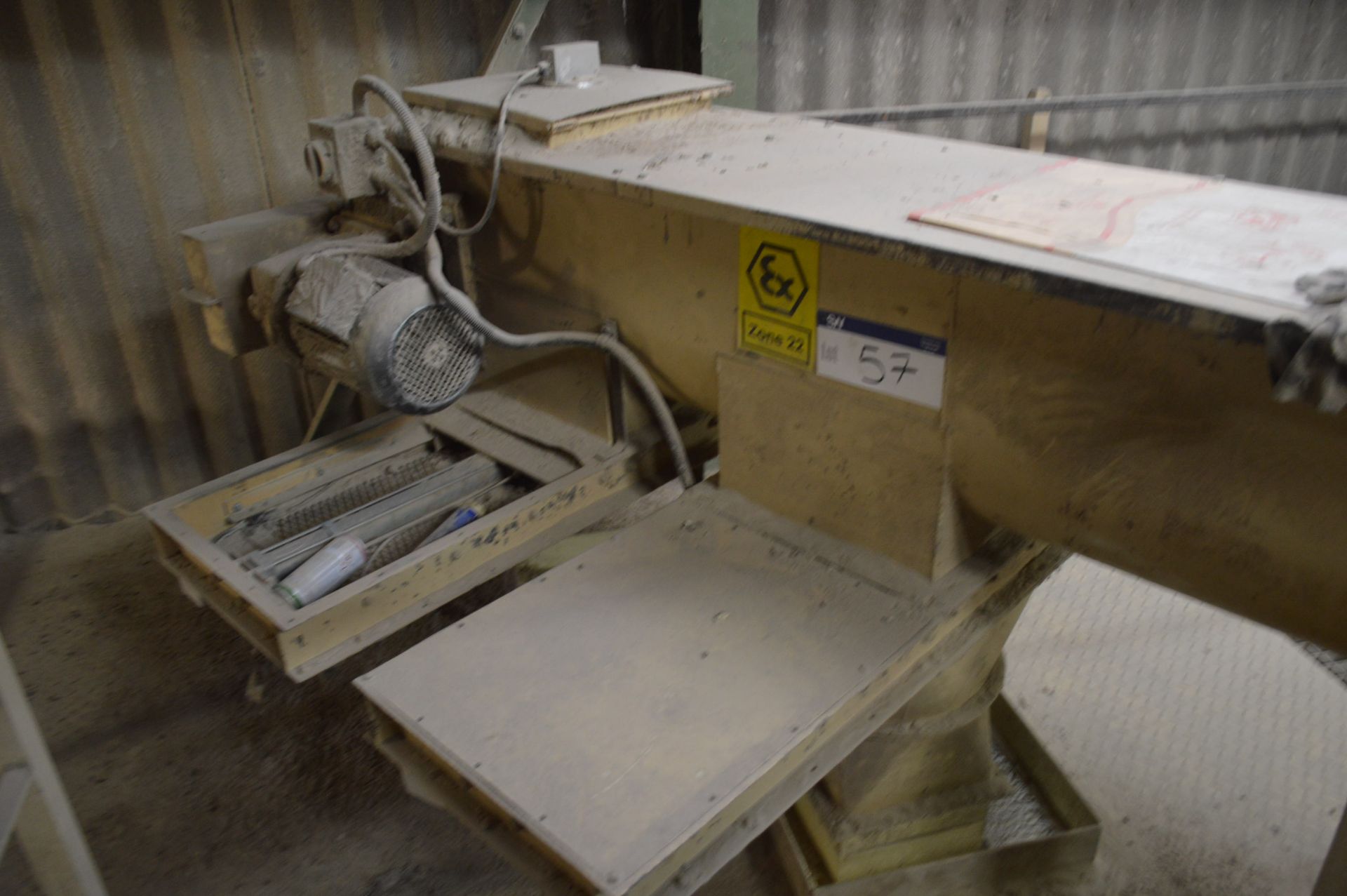 400mm dia. SCREW CONVEYOR, approx. 5.4m long, with geared electric motor, two discharge outlets - Image 2 of 2