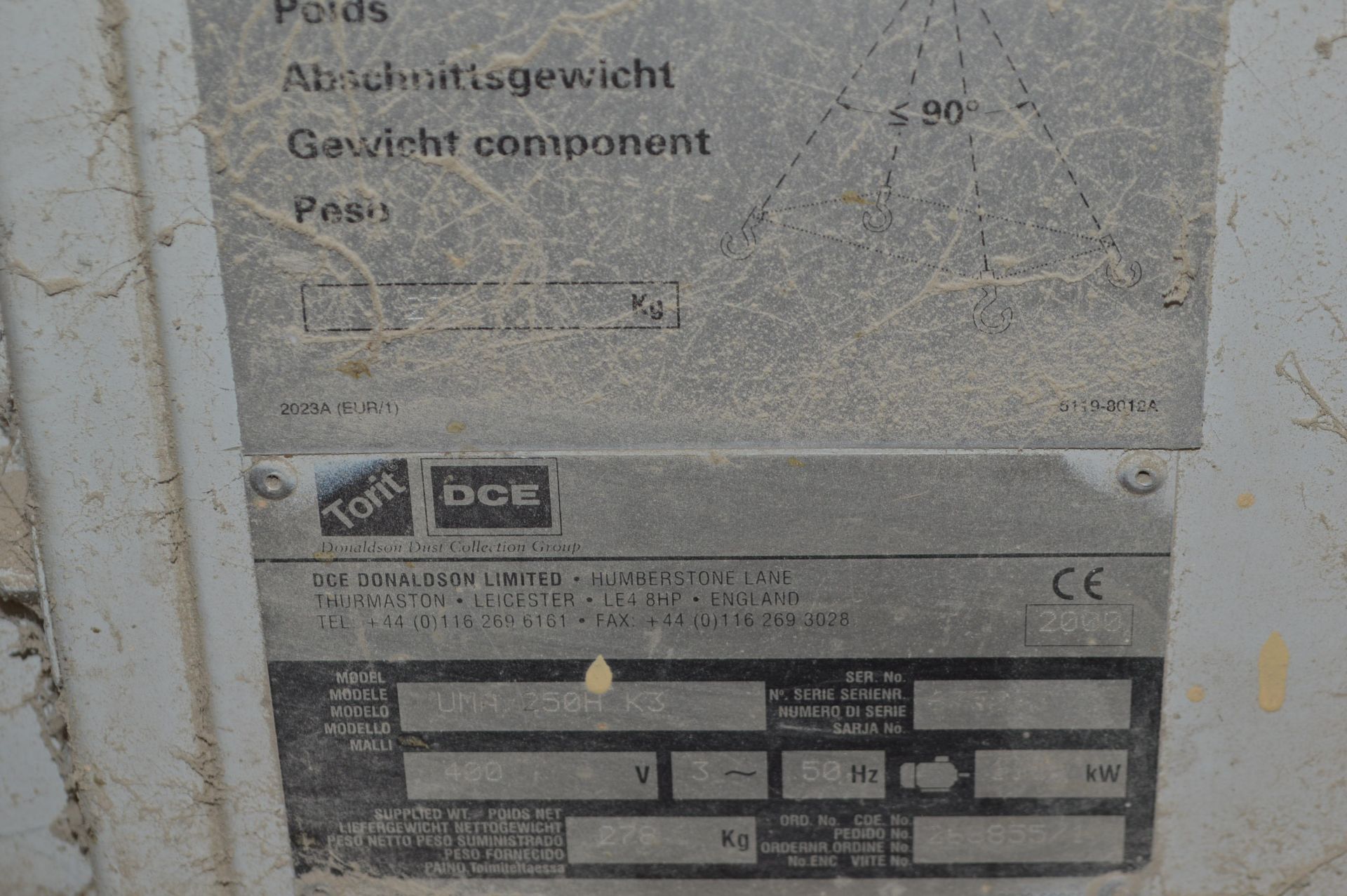 DCE Unimaster 250HK3 Dust Venting Unit, serial no. 675073, year of manufacture 2000 - Bild 4 aus 4