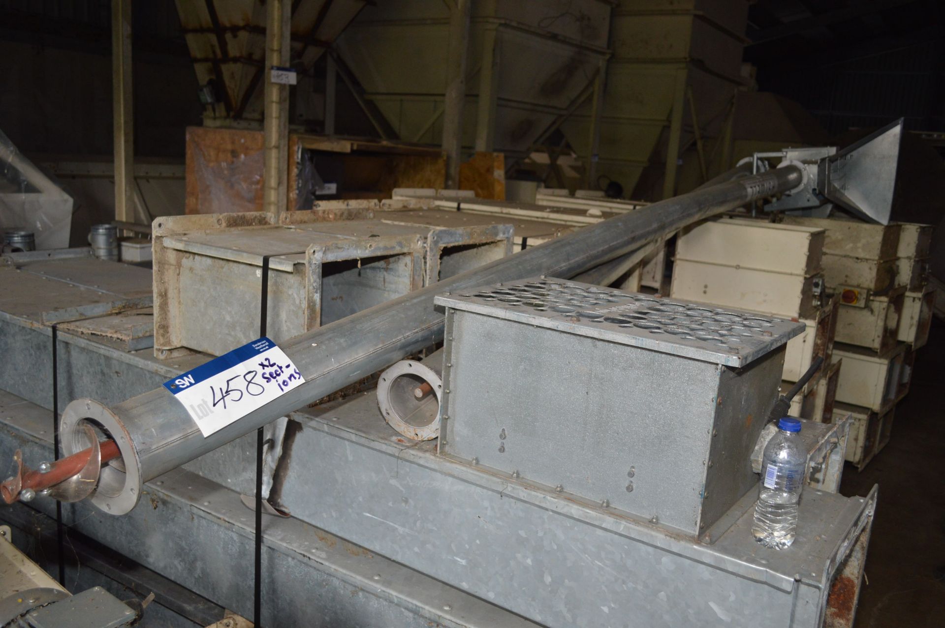 Astwell Galvanised Steel-Cased approx. 100mm dia. Auger Conveyor, approx. 8m long, with intake (no