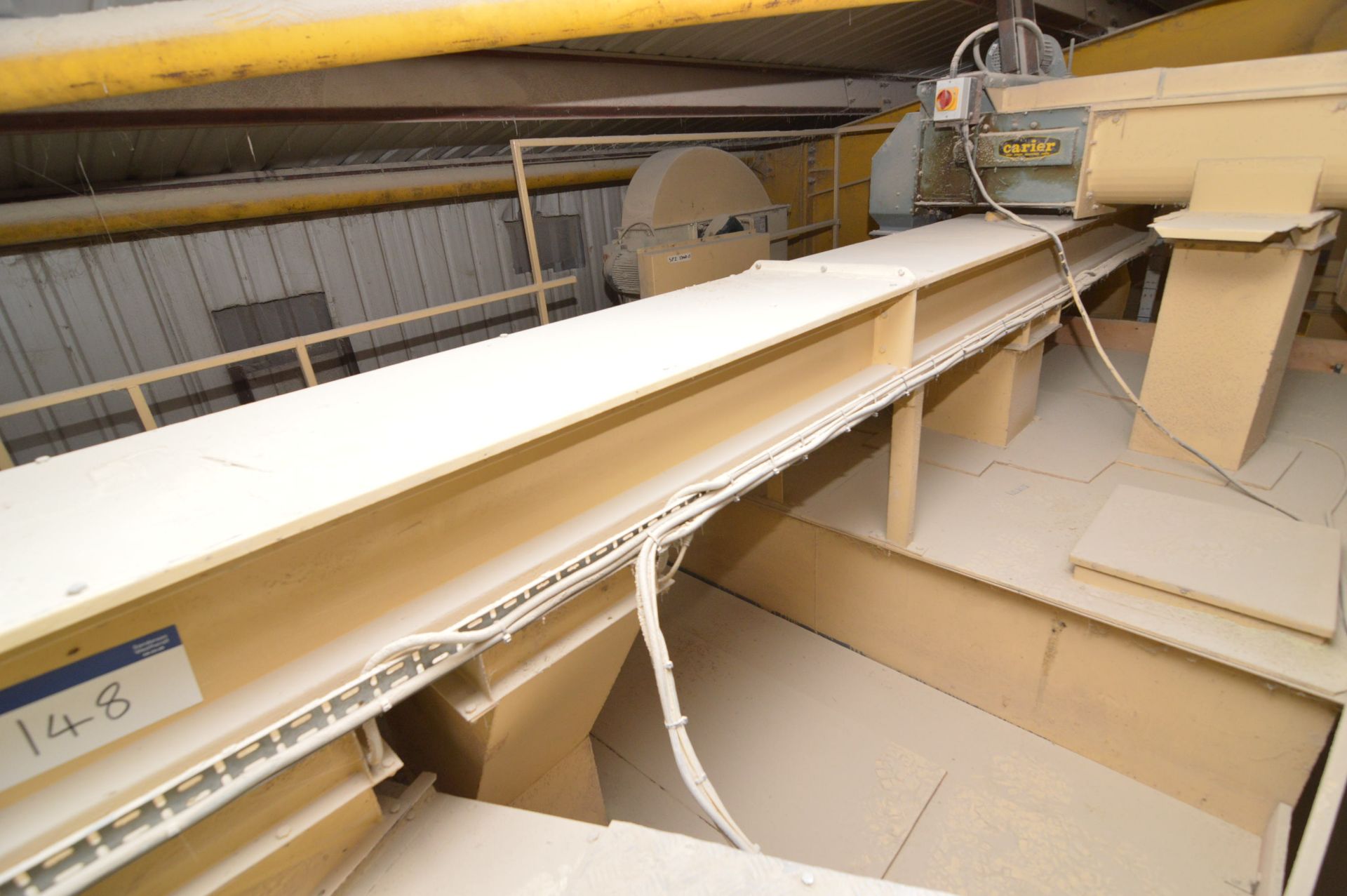 Approx. 300mm Chain & Scraper Conveyor, approx. 9m centres long, with electric motor, shaft