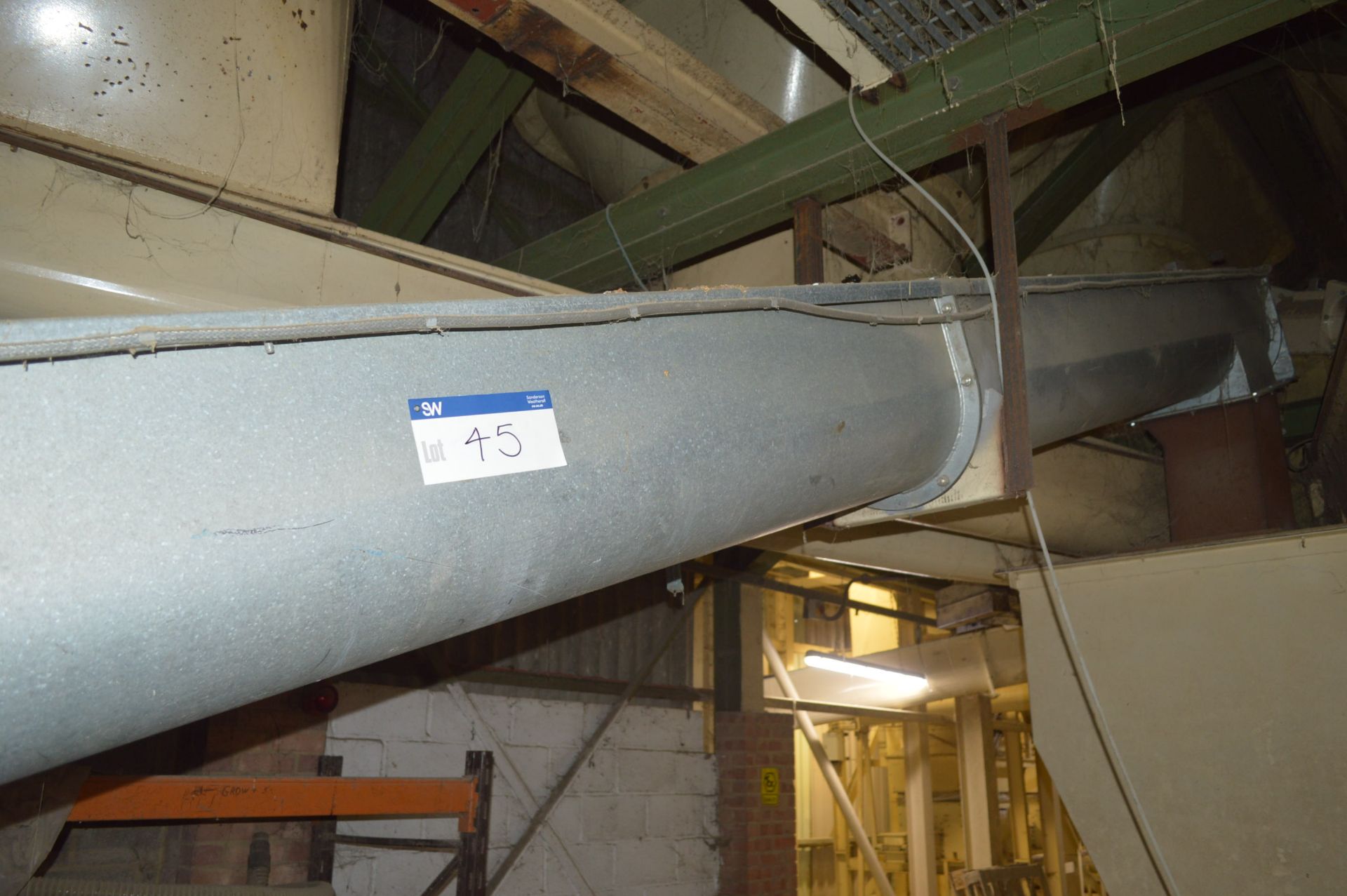 APPROX. 400mm dia. GALVANISED STEEL CASED INCLINED SCREW CONVEYOR, approx. 8.5m long, with - Image 3 of 3