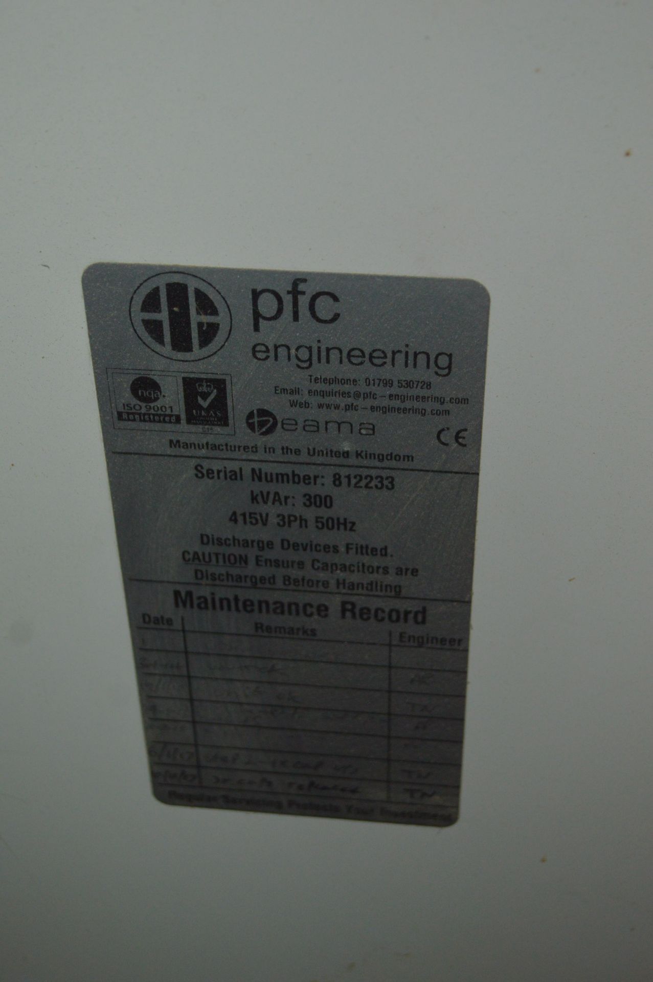 PFC Engineering 300kVAr POWER FACTOR CORRECTION UNIT, serial no. 812233, 415V, 50Hz, understood to - Image 2 of 2
