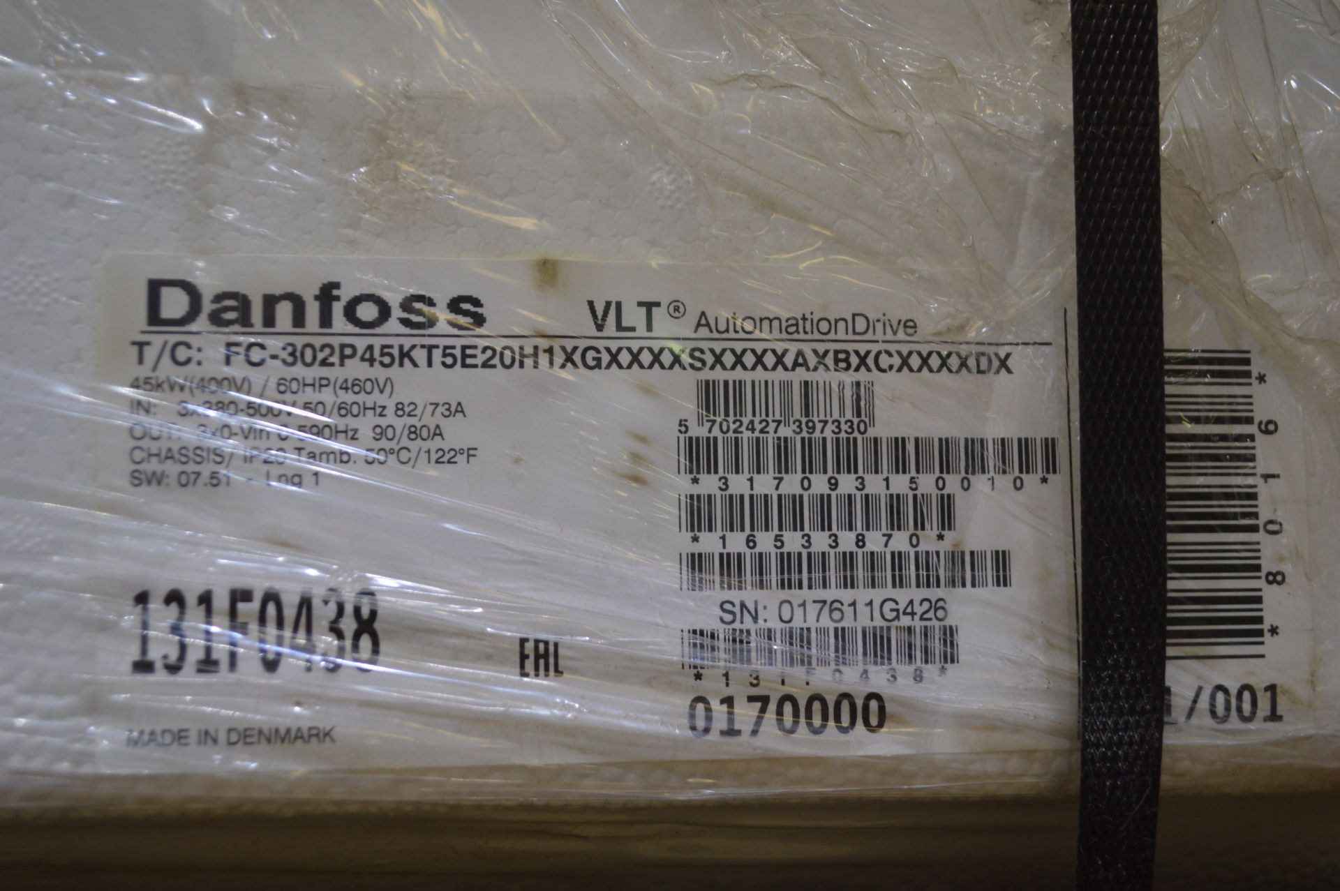 Danfoss VLT FC-302P45KT5E20H1XG 45kW VARIABLE FREQUENCY DRIVE INVERTER, unused - Image 2 of 2
