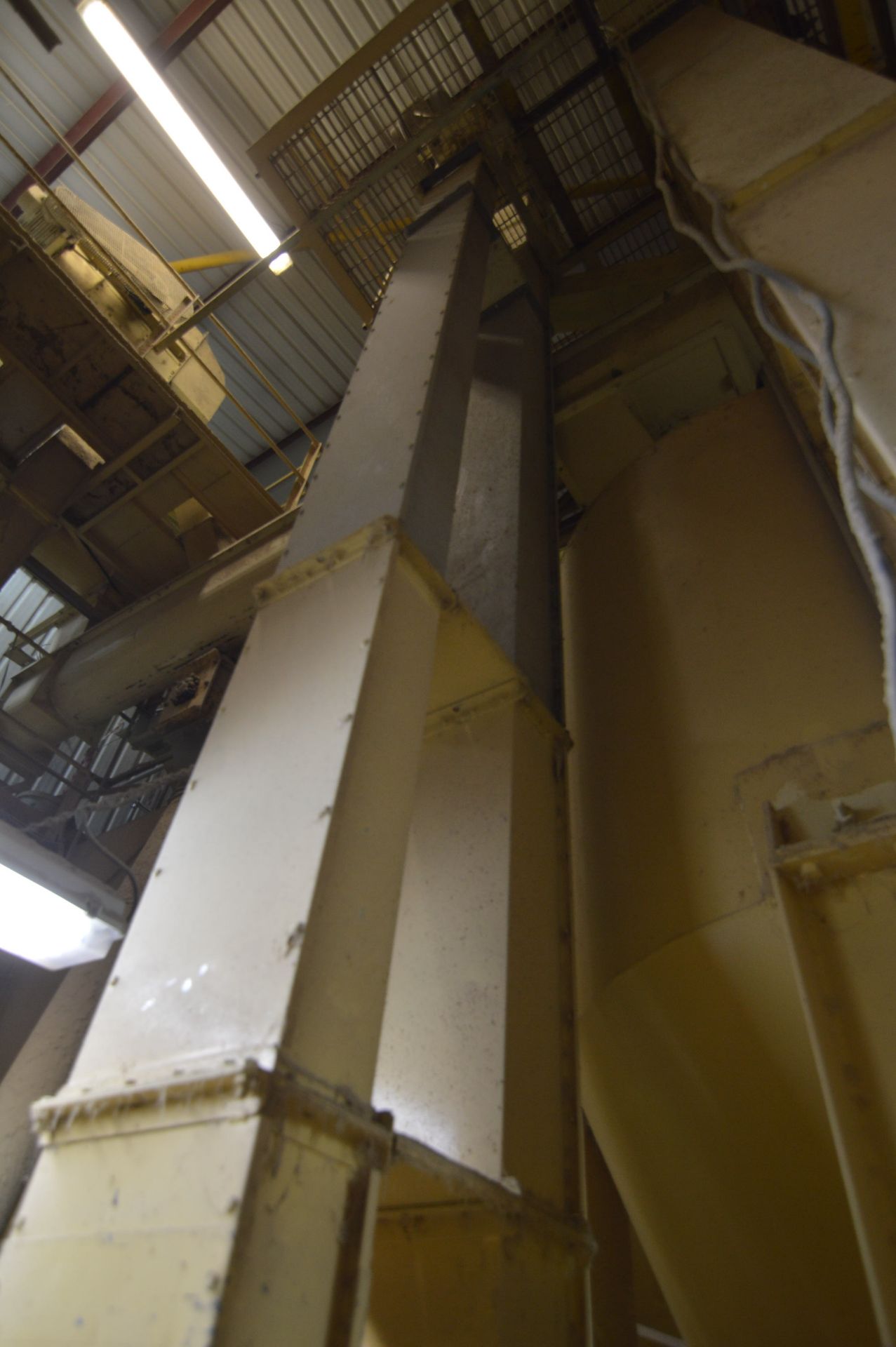 Approx. 200mm Belt & Bucket Elevator, approx. 7.5m centres high, with electric motor drive