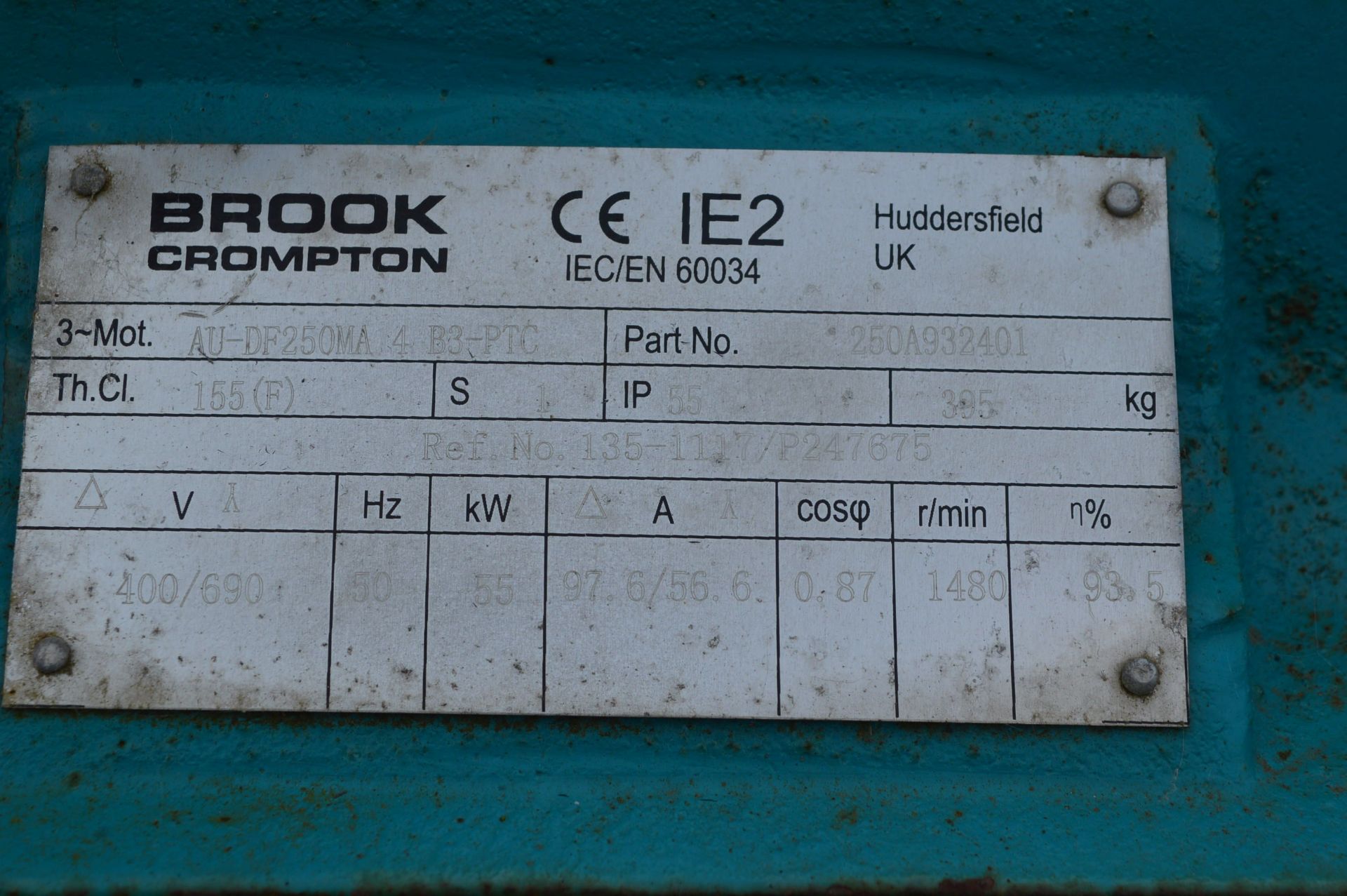 PTO DRIVE UNIT, with Brook Crompton 55kW electric motor, 1480rpm, part no. 250A932401 (understood to - Bild 2 aus 4