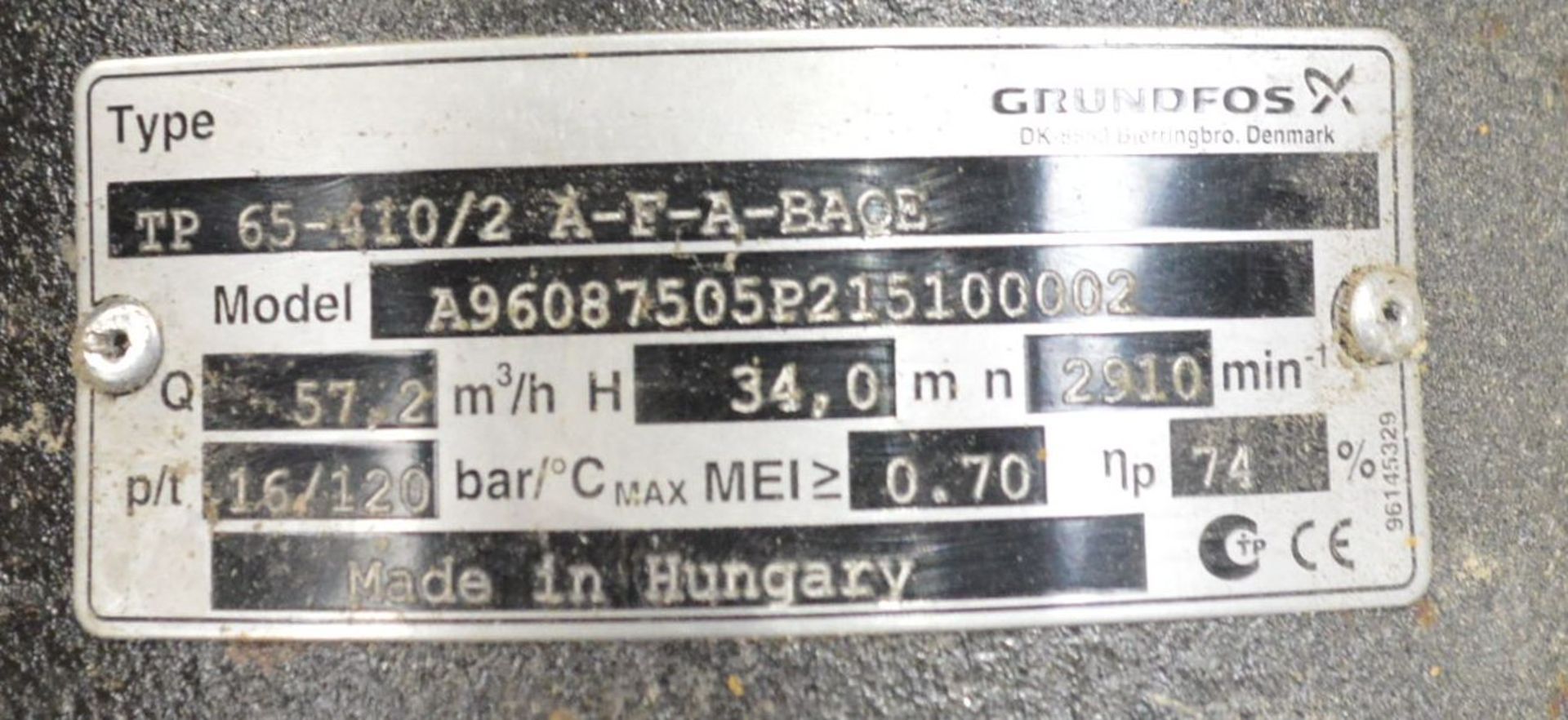 Grundfos TP.66-410/2 A-F-A-BAQE Pump, model A96087505P215100002, 57.2m³/h, with electric motor - Image 4 of 4