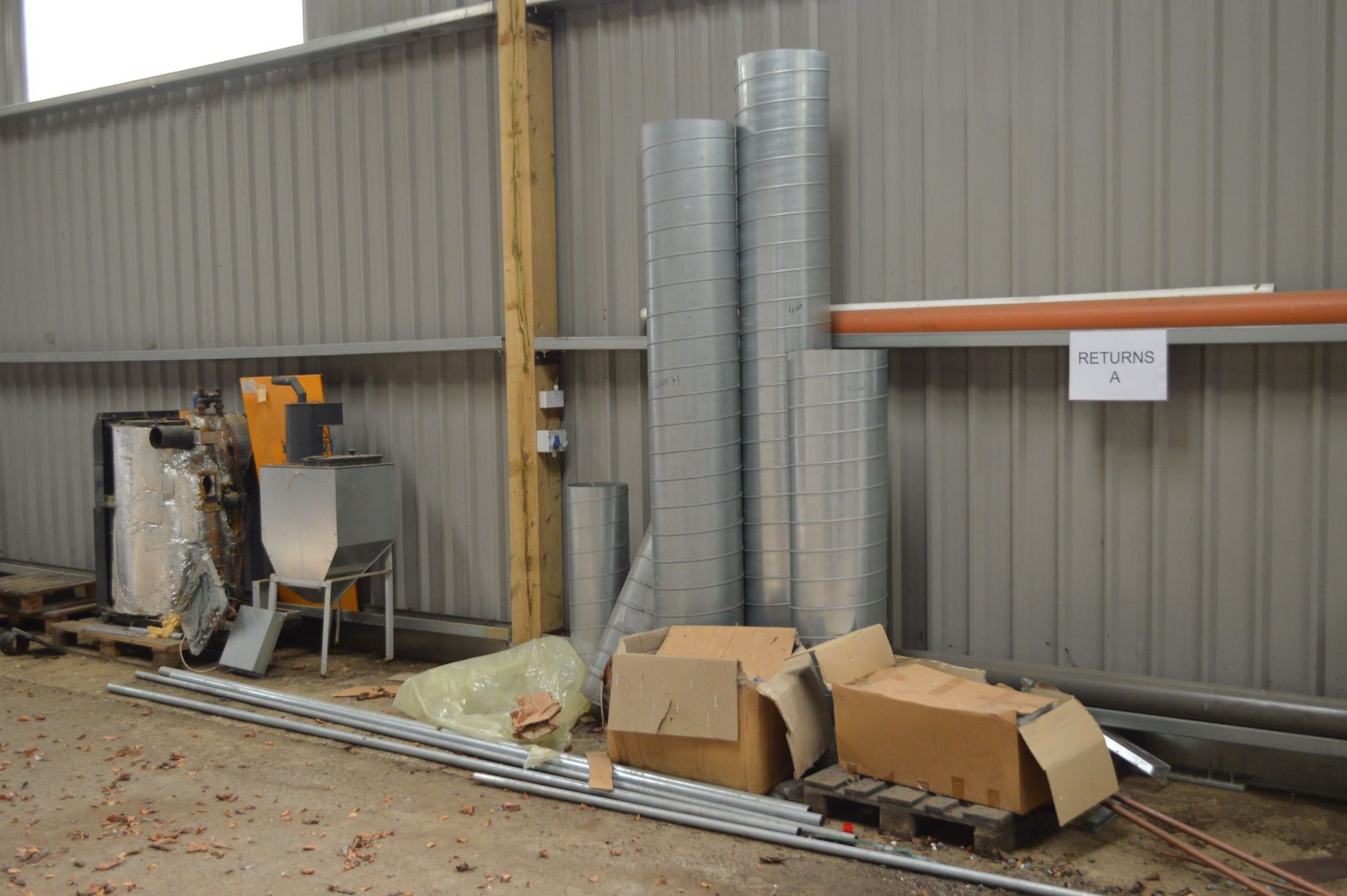 Assorted Plastic & Galvanised Steel Piping, Ducting, Spiral Wound Ducting, Hopper and Boiler, set - Image 4 of 4