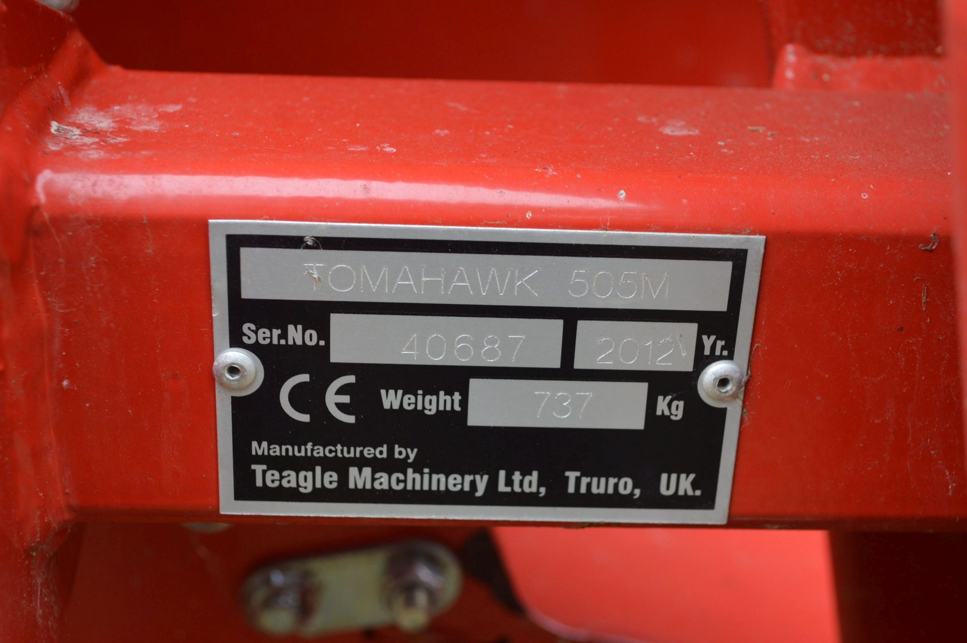 Teagle TOMAHAWK 505M STRAW TUB GRINDER, serial no. 40687, year of manufacture 2012, weight 737kg, - Image 2 of 6