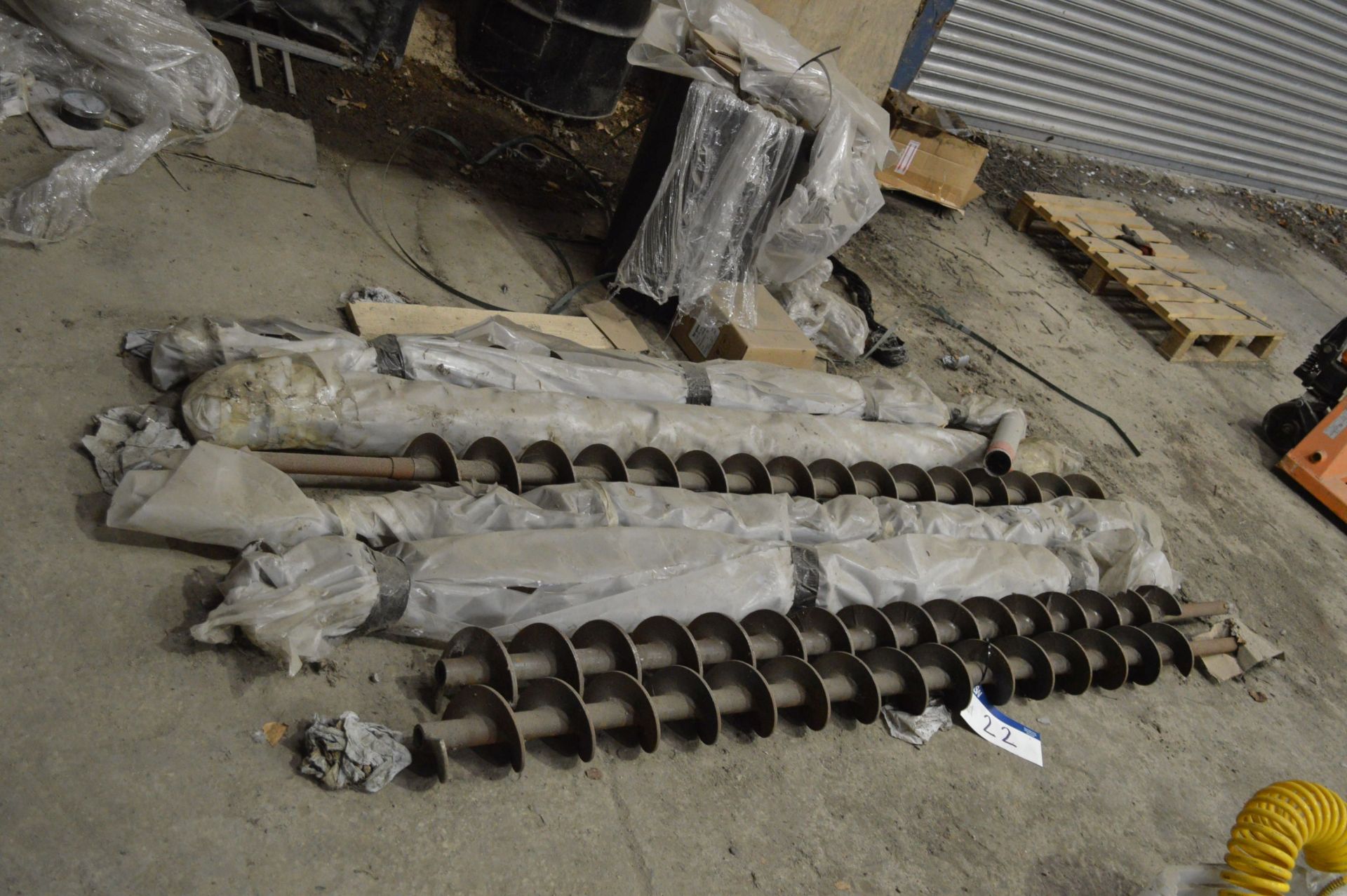 Seven Augers, mainly approx. 140mm dia. x 2.3m long on shaft