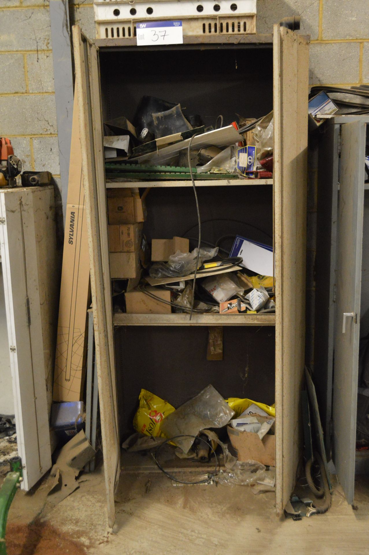 Double Door Steel Cupboard, with contents