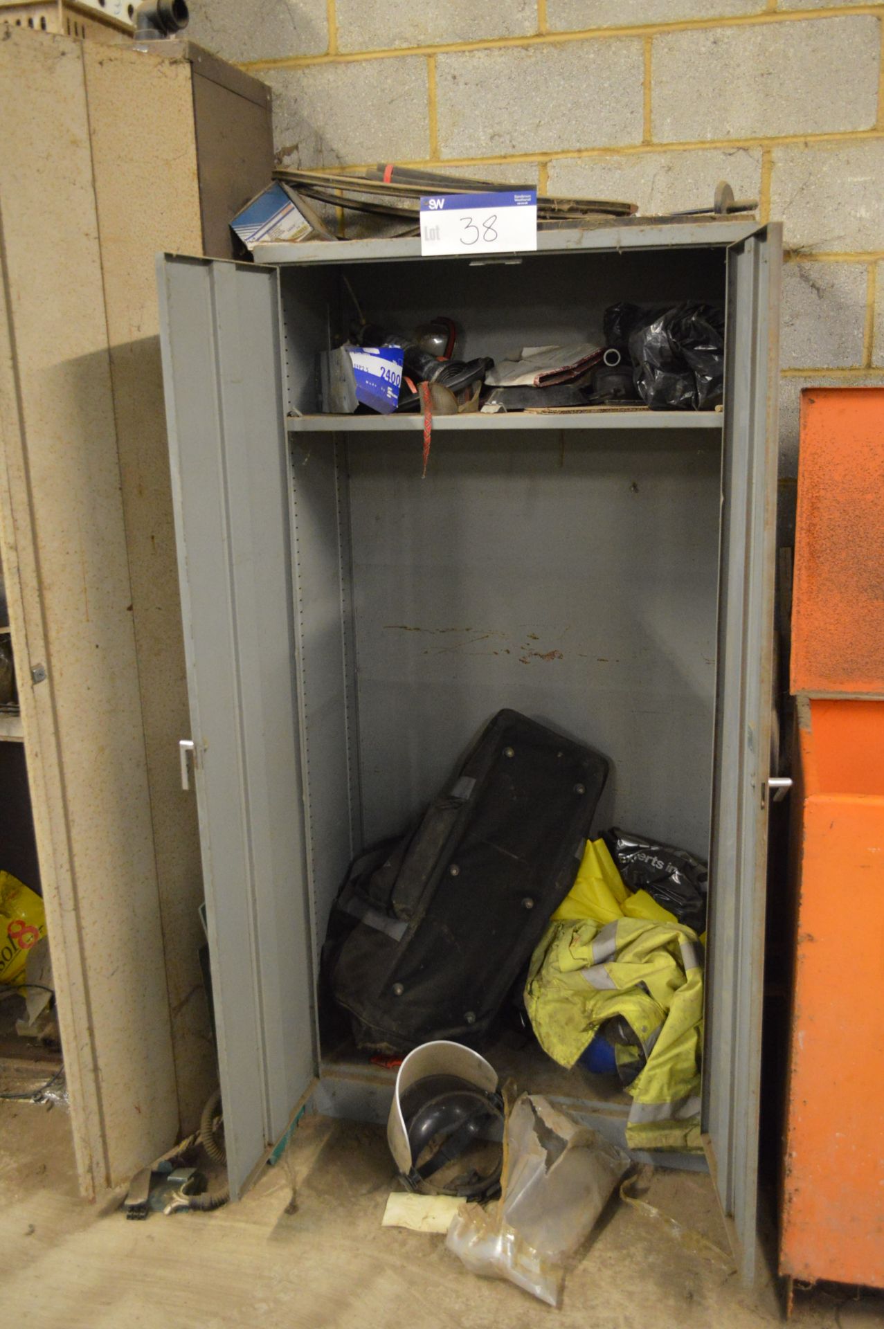 Double Door Steel Cupboard, with contents