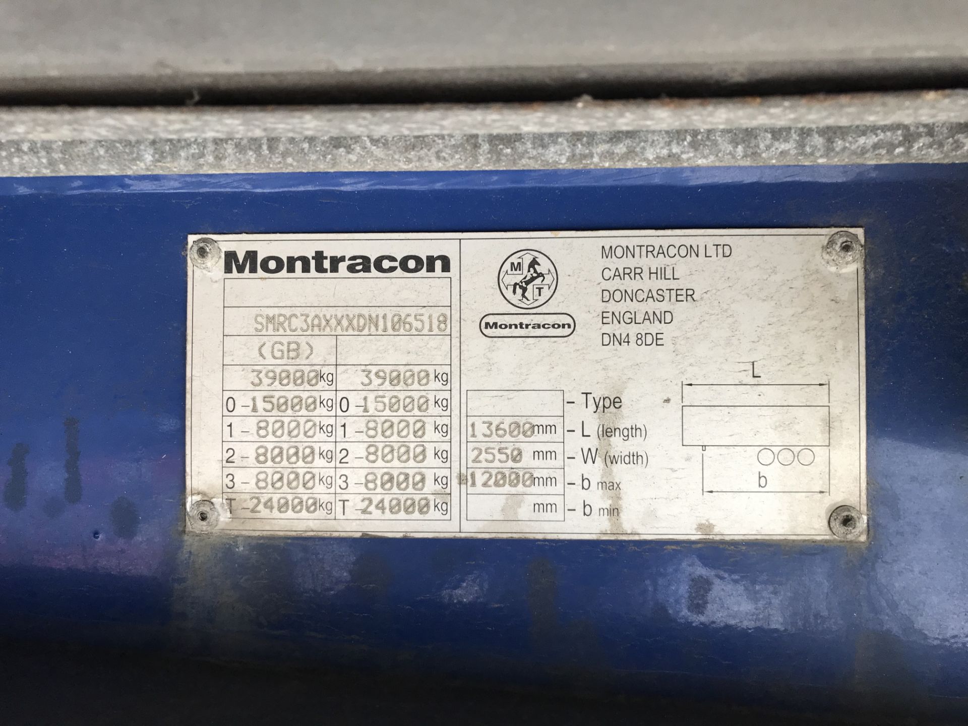 Montracon 13.6m Tri-Axle Curtainside Single Deck Semi-Trailer, chassis no. SMRC3AXXXDN106518, ID no. - Image 6 of 6