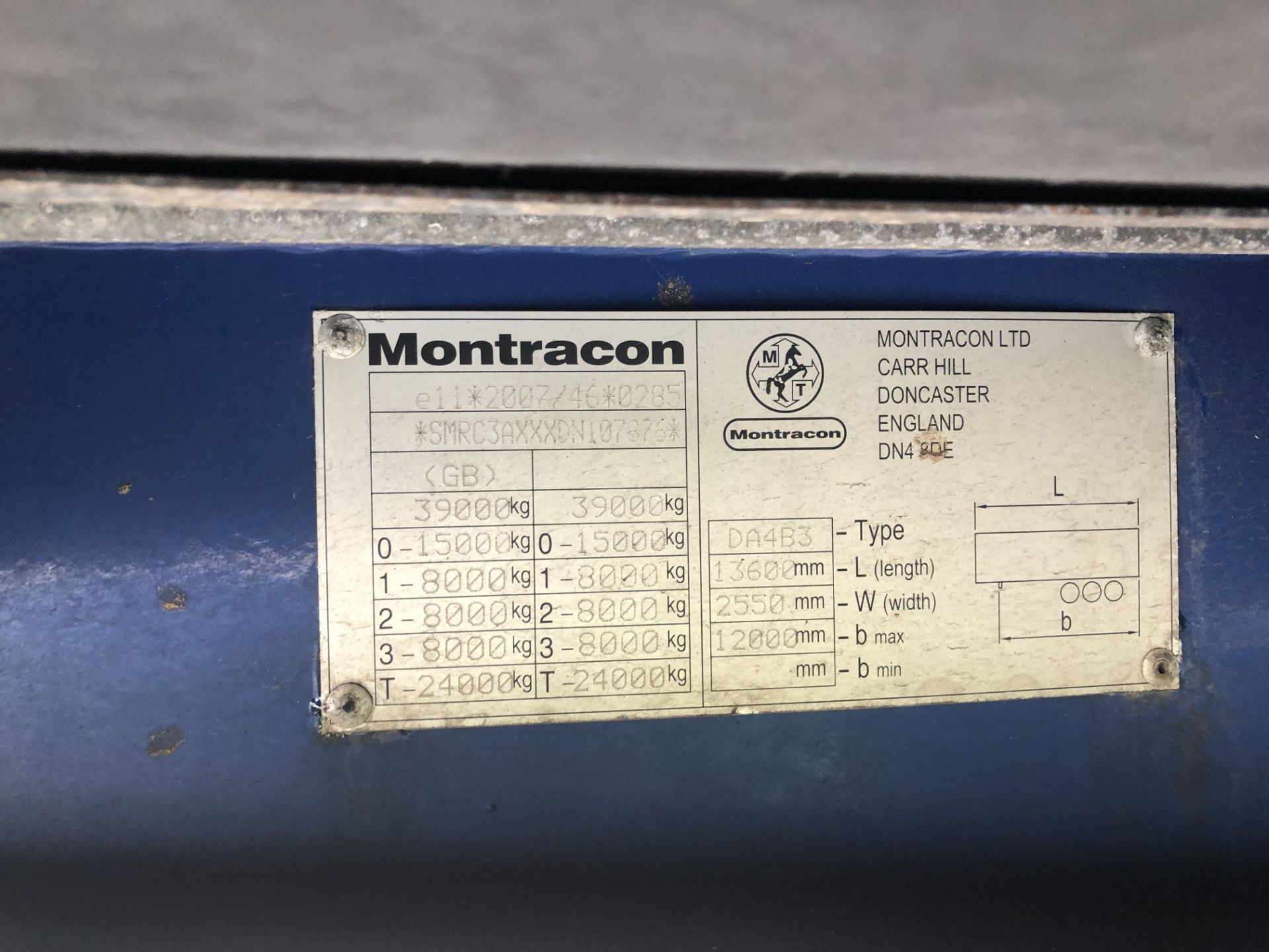 Montracon 13.6m Tri-Axle Curtainside Single Deck Semi-Trailer, chassis no. SMRC3AXXXDN107876, ID no. - Image 10 of 12