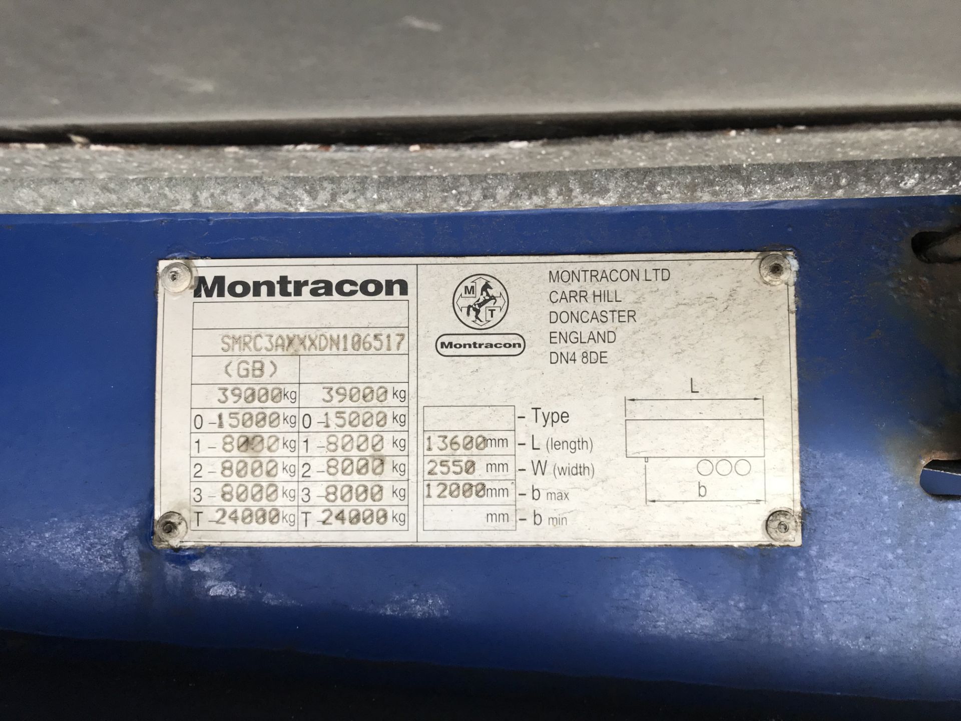 Montracon 13.6m Tri-Axle Curtainside Single Deck Semi-Trailer, chassis no. SMRC3AXXXDN106517, ID no. - Image 6 of 6